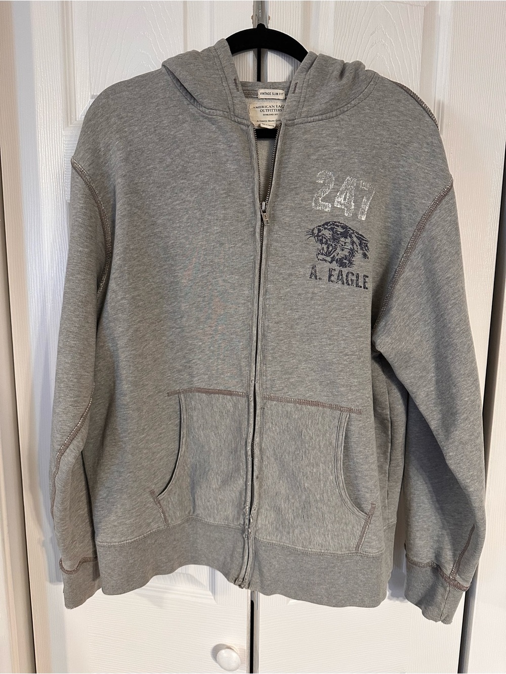 Men’s Vintage American Eagle Outfitters Heather Gray Full-Zip Hoodie Size XL